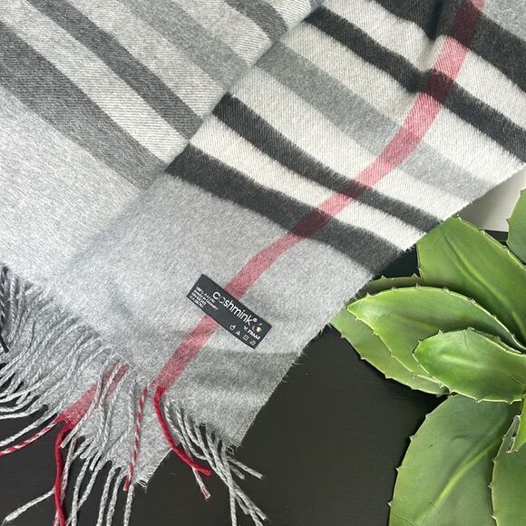 Cashmink oversized plaid wrap scarf soft warm  6ft long x22” - Picture 2 of 5